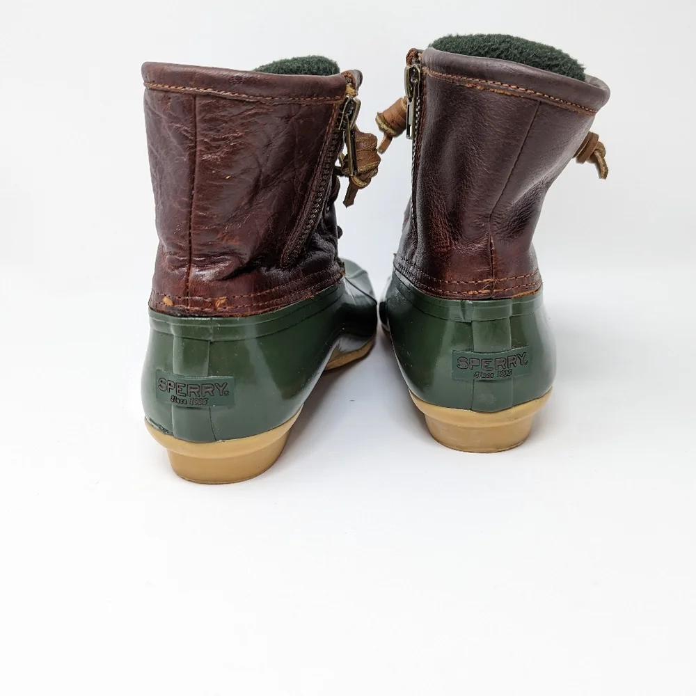 Sperry saltwater duck boot‎ green and brown size 6.5 insulated winter boot
